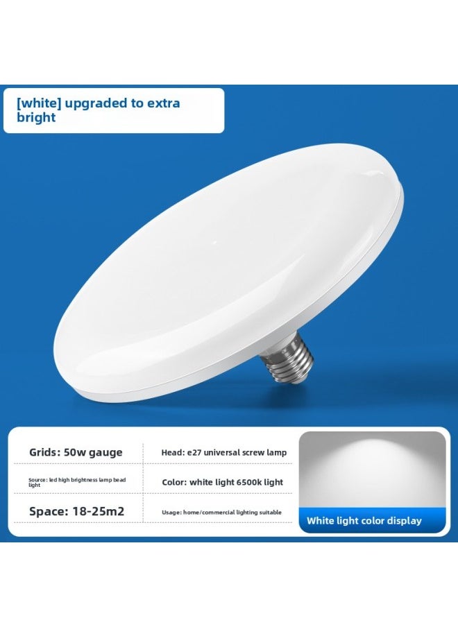 Generic - Full Spectrum Flying Saucer Lamp Home E27 Screw Led Super Bright Energy-saving Lamp Three-color Variable Light Eye Protection Bulb Warm Light Indoor-Specifications:Upgraded Model [enlarged And Brightened] White Model - 50w White Light - Image 1