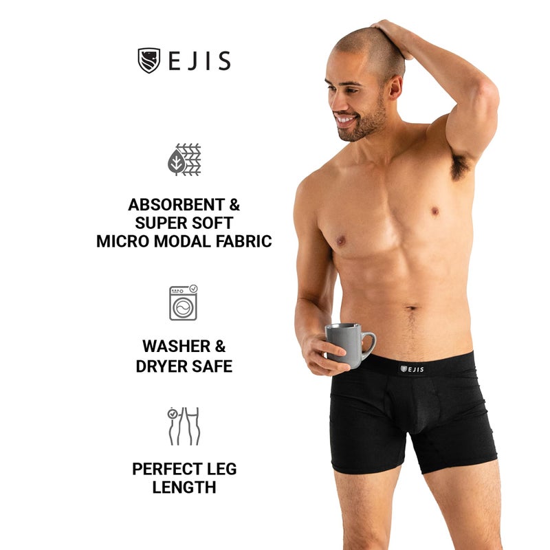 Ejis Sweat Defense Boxer Brief | Comfort Pouch | Sweat Proof Micro Modal (Medium, Black) - Image 3
