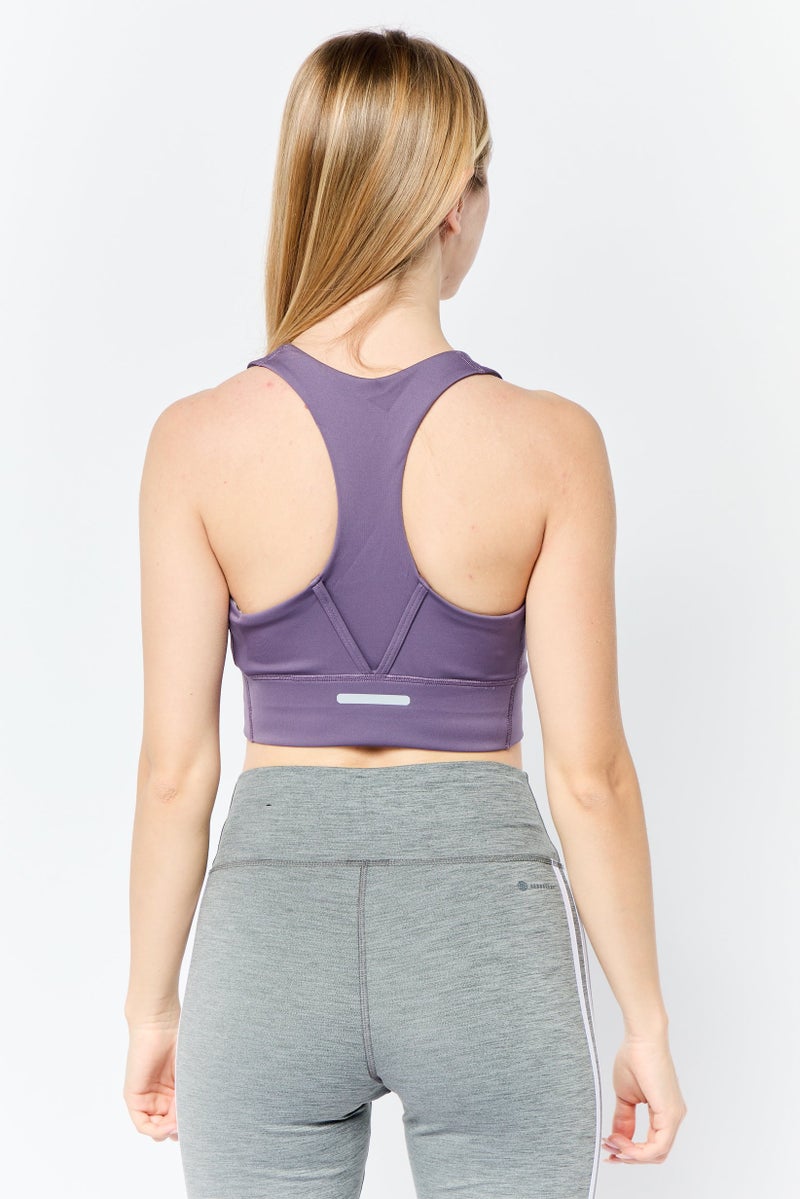Adidas Women Padded Sports Bra, Purple - Image 3