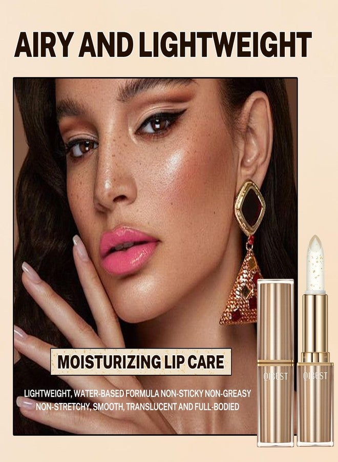 BANGFENG Color Changing Lipstick with Gold Crystal Flakes - Clear pH Lip Stick Changes to Natural Pink Tint, Long Lasting 24H Moisturizing Glossy Lip Balm, Mood Lipstick for Women, Hydrating Lip Gloss - Image 3