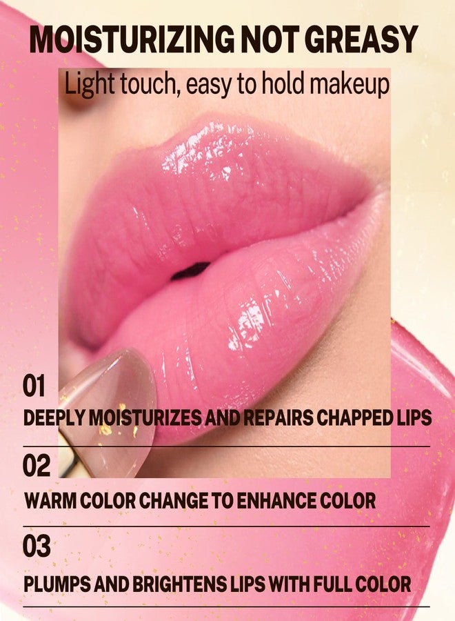 BANGFENG Color Changing Lipstick with Gold Crystal Flakes - Clear pH Lip Stick Changes to Natural Pink Tint, Long Lasting 24H Moisturizing Glossy Lip Balm, Mood Lipstick for Women, Hydrating Lip Gloss - Image 2