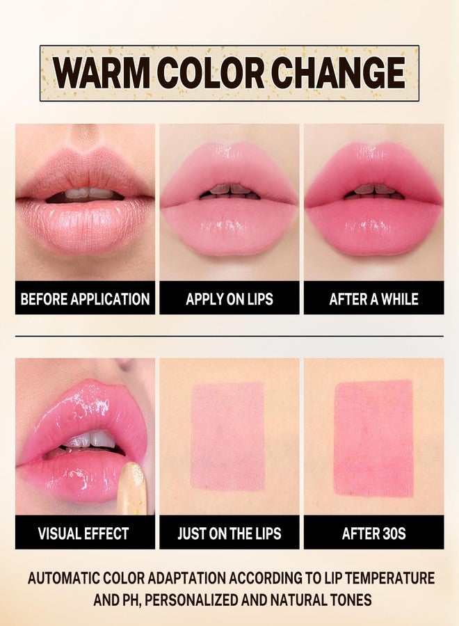 BANGFENG Color Changing Lipstick with Gold Crystal Flakes - Clear pH Lip Stick Changes to Natural Pink Tint, Long Lasting 24H Moisturizing Glossy Lip Balm, Mood Lipstick for Women, Hydrating Lip Gloss - Image 4