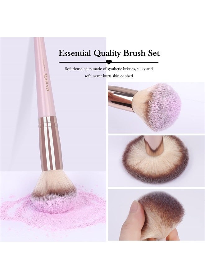 MAANGE Makeup Brushes, 18 Pcs Professional Premium Synthetic Makeup Brush Set with Case, Foundation Kabuki Eye Travel Make up Brushes sets (Pink Gold) - Image 3