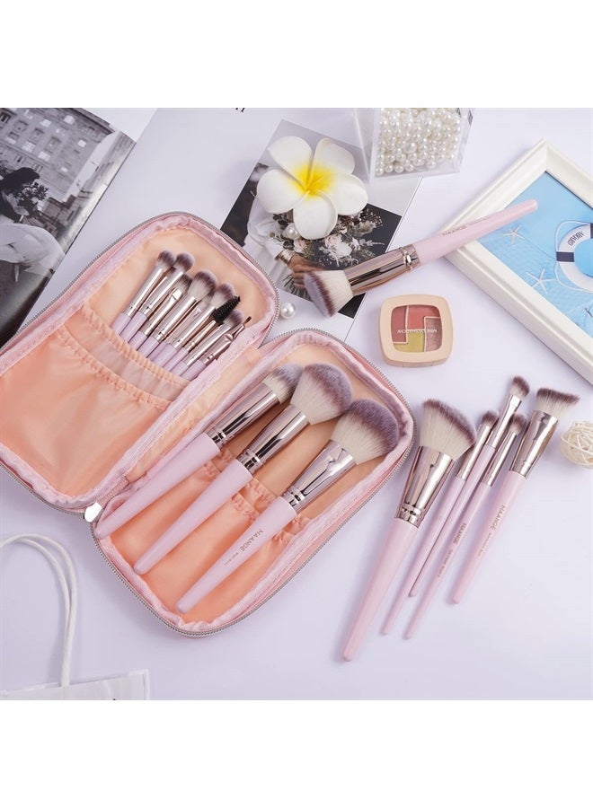 MAANGE Makeup Brushes, 18 Pcs Professional Premium Synthetic Makeup Brush Set with Case, Foundation Kabuki Eye Travel Make up Brushes sets (Pink Gold) - Image 5