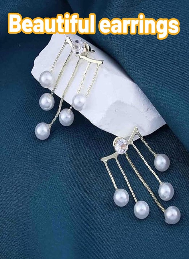 Aeenioy 2 Pairs Pearl Earrings for Women, Stylish Long Drop Pearl Earrings, Elegant Tassel Dangle Earrings for Weddings, Parties and Daily Fashion - Image 4