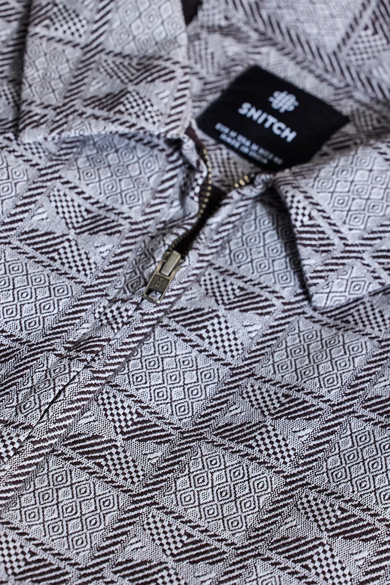 SNITCH Grey Geometric Relaxed Fit Jacket