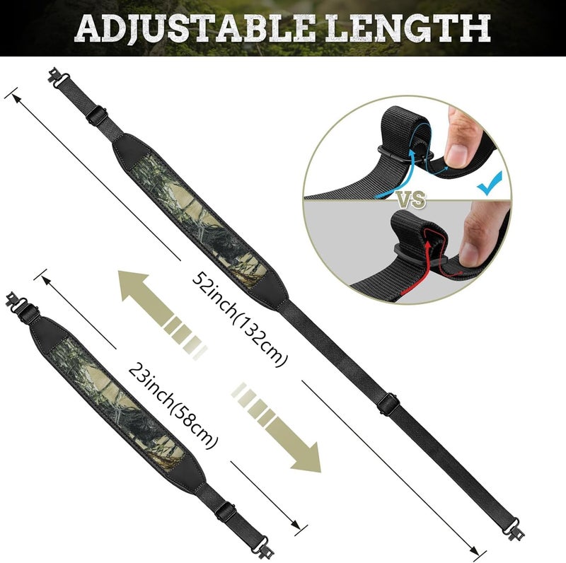 EZshoot Two Point Sling with Swivels, Comfortable Neoprene Padded, Length Adjustable Shoulder Strap for Outdoors - Image 3