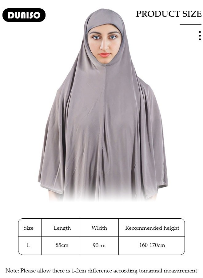DUNISO Women Muslim Heardscarf Shawl Pullover Extra Long Prayer Hijab Muslimah one Piece Chadors Arabia Body Cover Turban Islamic Middle East Full Cover Clothing  - Image 2