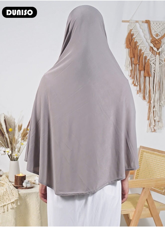 DUNISO Women Muslim Heardscarf Shawl Pullover Extra Long Prayer Hijab Muslimah one Piece Chadors Arabia Body Cover Turban Islamic Middle East Full Cover Clothing  - Image 3