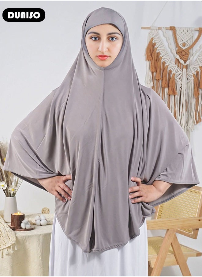 DUNISO Women Muslim Heardscarf Shawl Pullover Extra Long Prayer Hijab Muslimah one Piece Chadors Arabia Body Cover Turban Islamic Middle East Full Cover Clothing  - Image 4