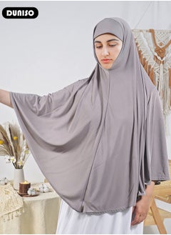 DUNISO Women Muslim Heardscarf Shawl Pullover Extra Long Prayer Hijab Muslimah one Piece Chadors Arabia Body Cover Turban Islamic Middle East Full Cover Clothing  - Image 5