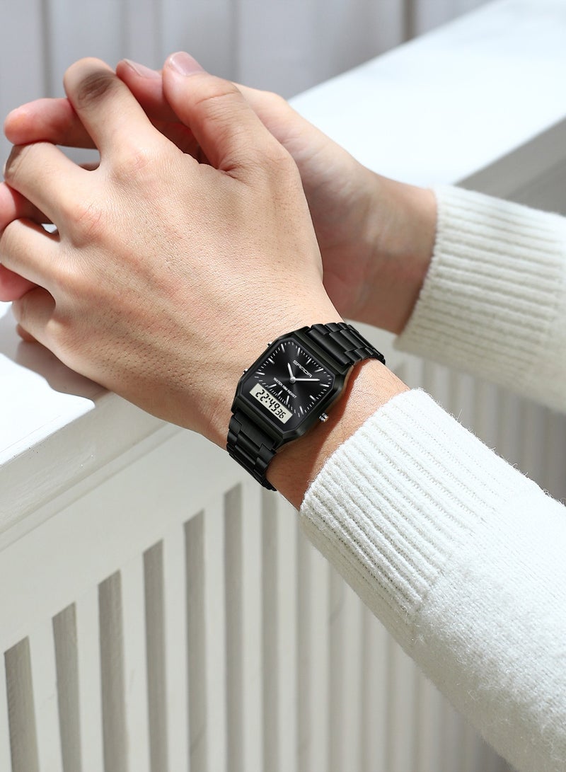 SANDA Luxury Mens G Style Watches Stainless Steel Women LED Digital Dual Display Clock Unisex Waterproof Sports Quartz Watch - Image 4