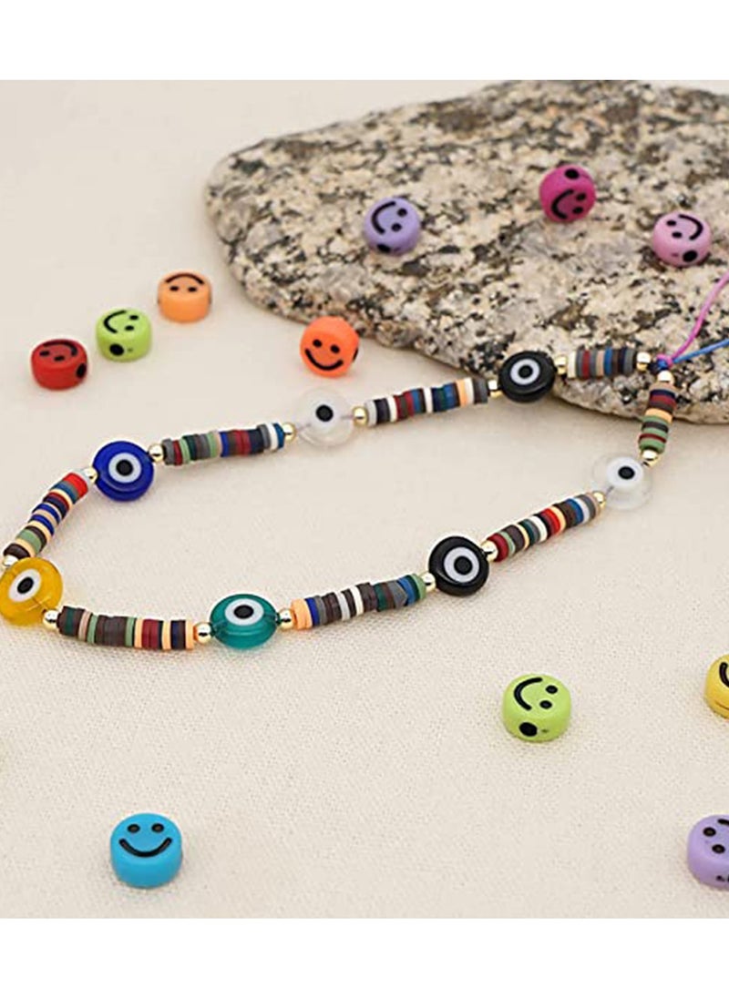 KASTWAVE - Evil Eye Lucky Y2K Chain for Mobile Phone Wrist Strap Polymer Clay Wristlet String Boho Cell Chains Beaded Lanyard Handmade Rainbow Acrylic Beads Pearl Bracelet Keychain Women - Image 1