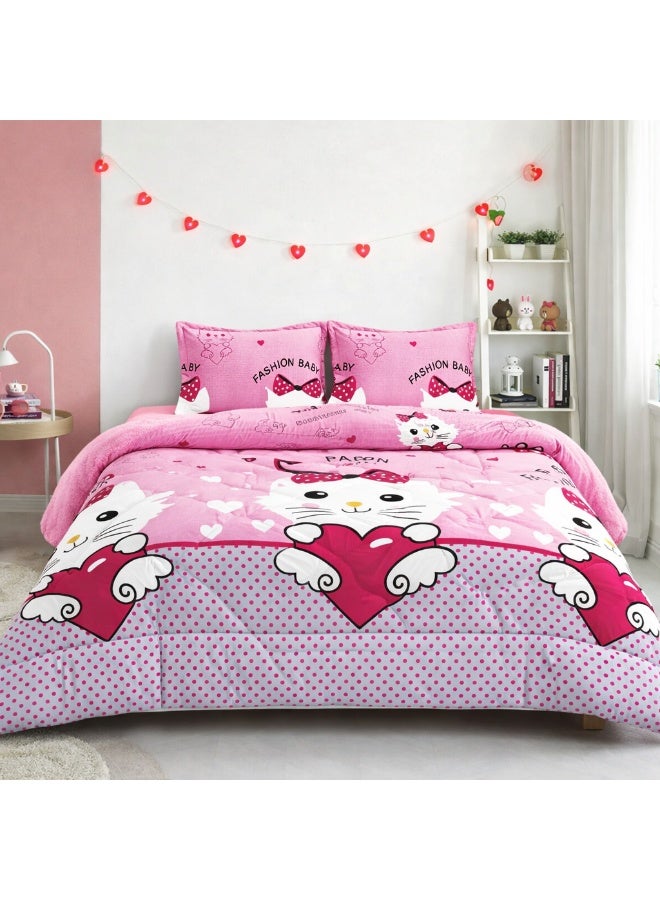 مينجلي مفرش سرير أطفال 3 قطع وجهين فرو ومخمل – ناعم ودافئ – مقاس 170×220 سم - Image 2