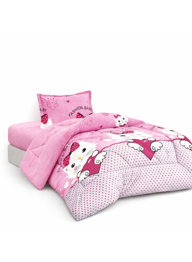 مينجلي مفرش سرير أطفال 3 قطع وجهين فرو ومخمل – ناعم ودافئ – مقاس 170×220 سم - Image 4