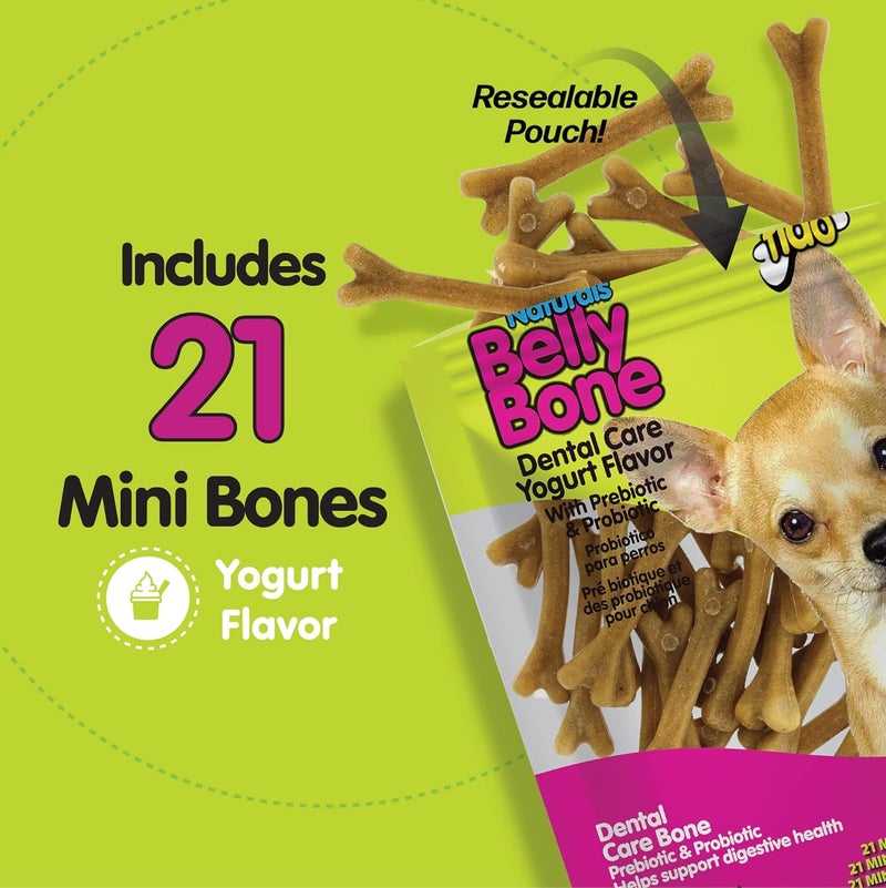 Fido - Belly Bones for Dogs, Yogurt Flavored Mini Dog Dental Treats - 21 Treats Per Pack, 3 Pack - for Small Dogs, Made in USA, Plaque & Tartar Control, Fresh Breath, Digestive Health Support - Image 4