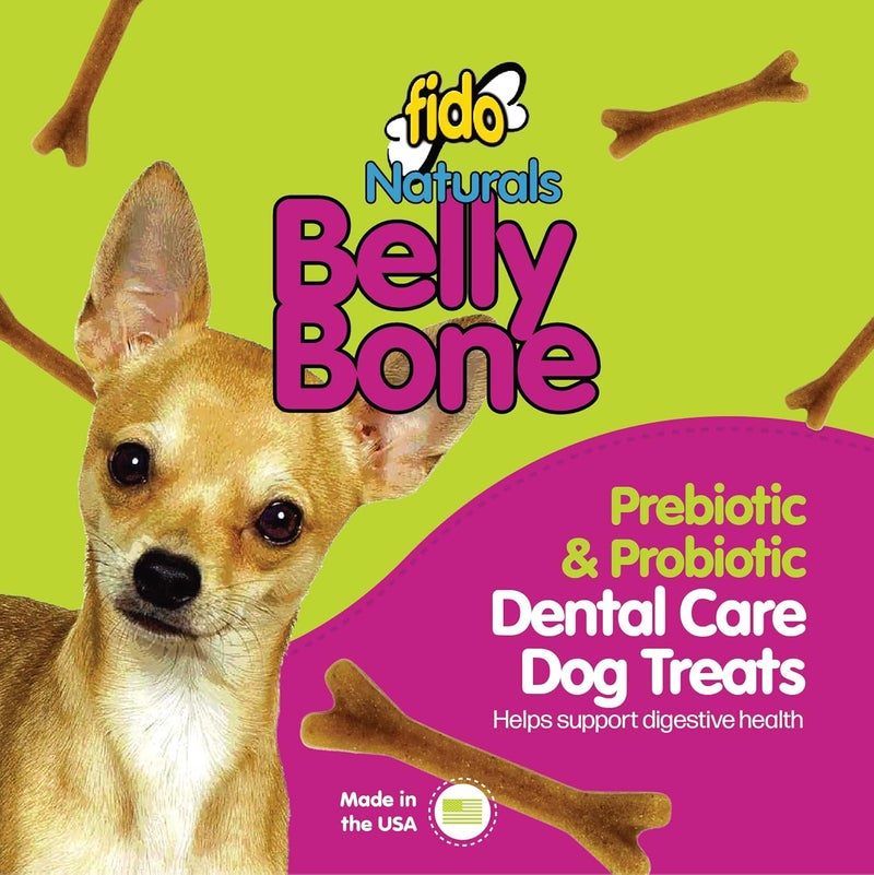Fido - Belly Bones for Dogs, Yogurt Flavored Mini Dog Dental Treats - 21 Treats Per Pack, 3 Pack - for Small Dogs, Made in USA, Plaque & Tartar Control, Fresh Breath, Digestive Health Support - Image 2