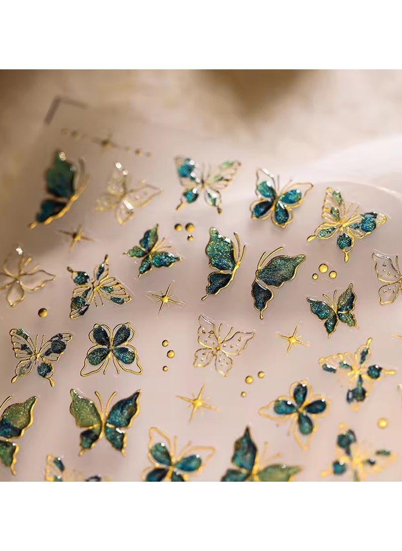 Goolsky Golden Thread Butterfly Jelly Series Nail Art Stickers High Quality New Bronzing DIY Manicure Decal Decoration  - Image 1