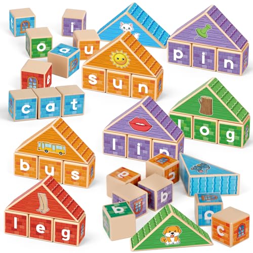 Edulok CVC Word Games Phonics Game for Kids Spelling Games Preschool Learning Activities Building Blocks for Toddlers Learn to Read English Learning Tools Kindergarten Classroom Must Haves - Image 1
