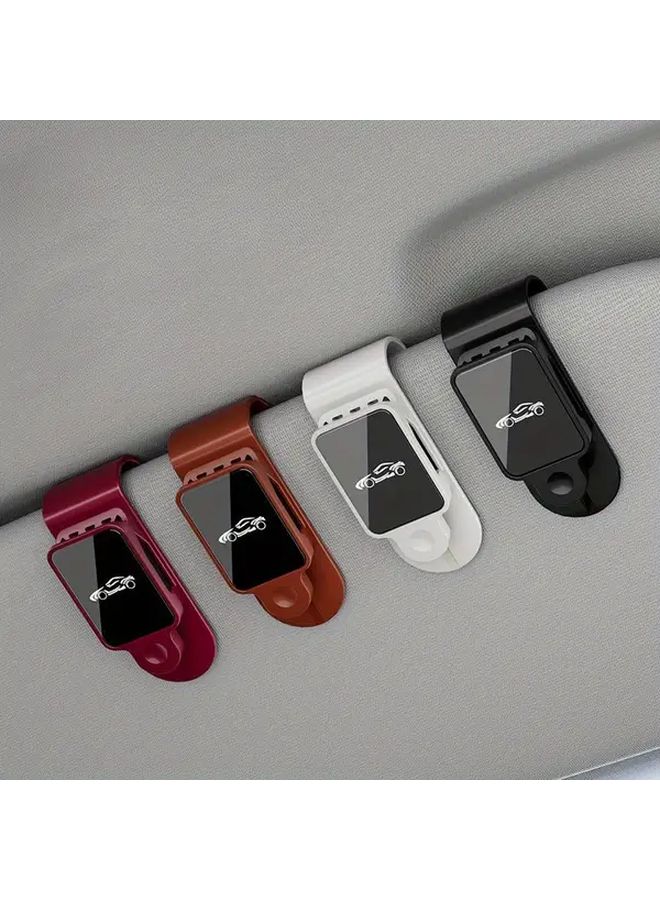 Moonlight White ABS Car Sunglasses Holder Dashboard Organizer Eyeglass Clip Multi Functional - Image 1