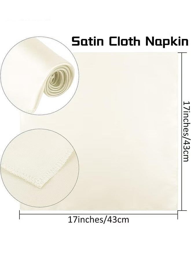 Satin Napkins Square Table Napkins 10 Pcs 17x17" Soft Dinner Napkins Elegant Silk Napkins for Dinner Wedding Parties Soft Smooth Fabric Washable Napkins for Parties Weddings and Dinners (Ivory) - Image 5