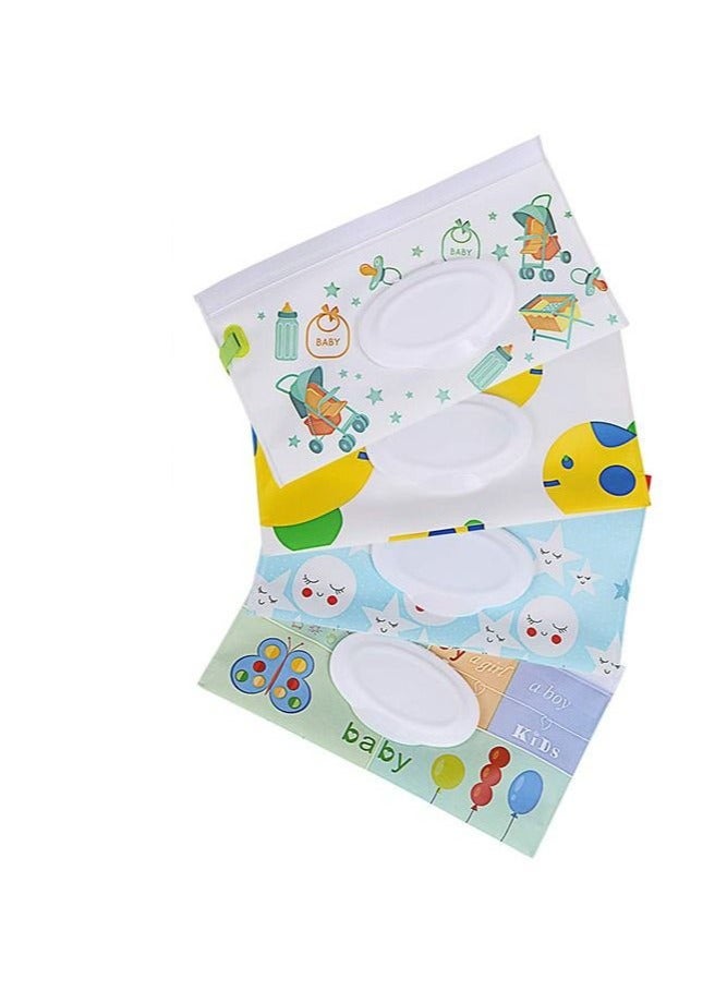 4-Pack Reusable Baby Wipes Containers with Nylon Loops, Portable Wipes Bags for Outdoor Use - Image 1