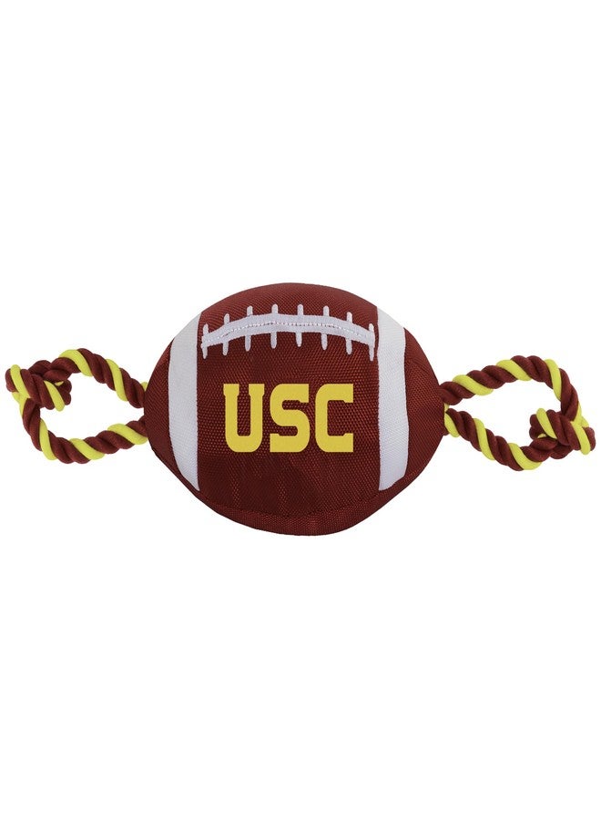Pets First USC Football Dog Toy, Tough Quality Nylon Materials, Strong Pull Ropes, Inner Squeaker, Collegiate Team Color - Image 1