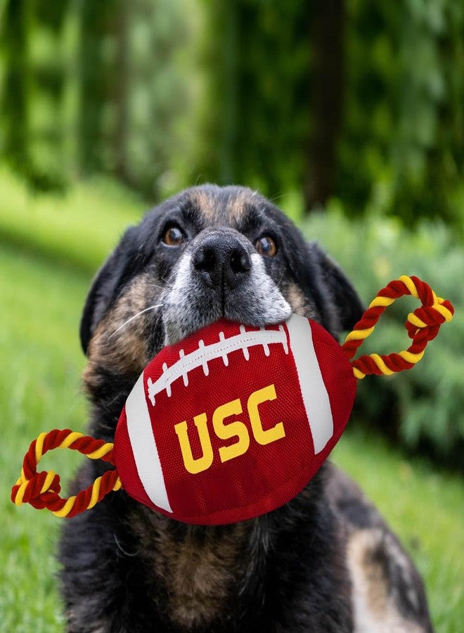 Pets First USC Football Dog Toy, Tough Quality Nylon Materials, Strong Pull Ropes, Inner Squeaker, Collegiate Team Color - Image 2