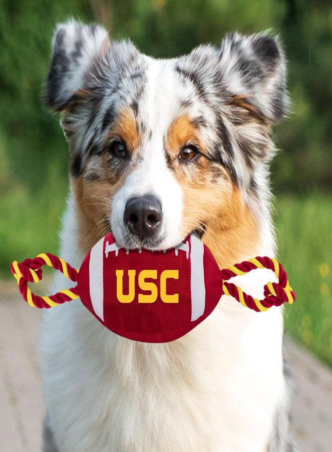 Pets First USC Football Dog Toy, Tough Quality Nylon Materials, Strong Pull Ropes, Inner Squeaker, Collegiate Team Color - Image 3