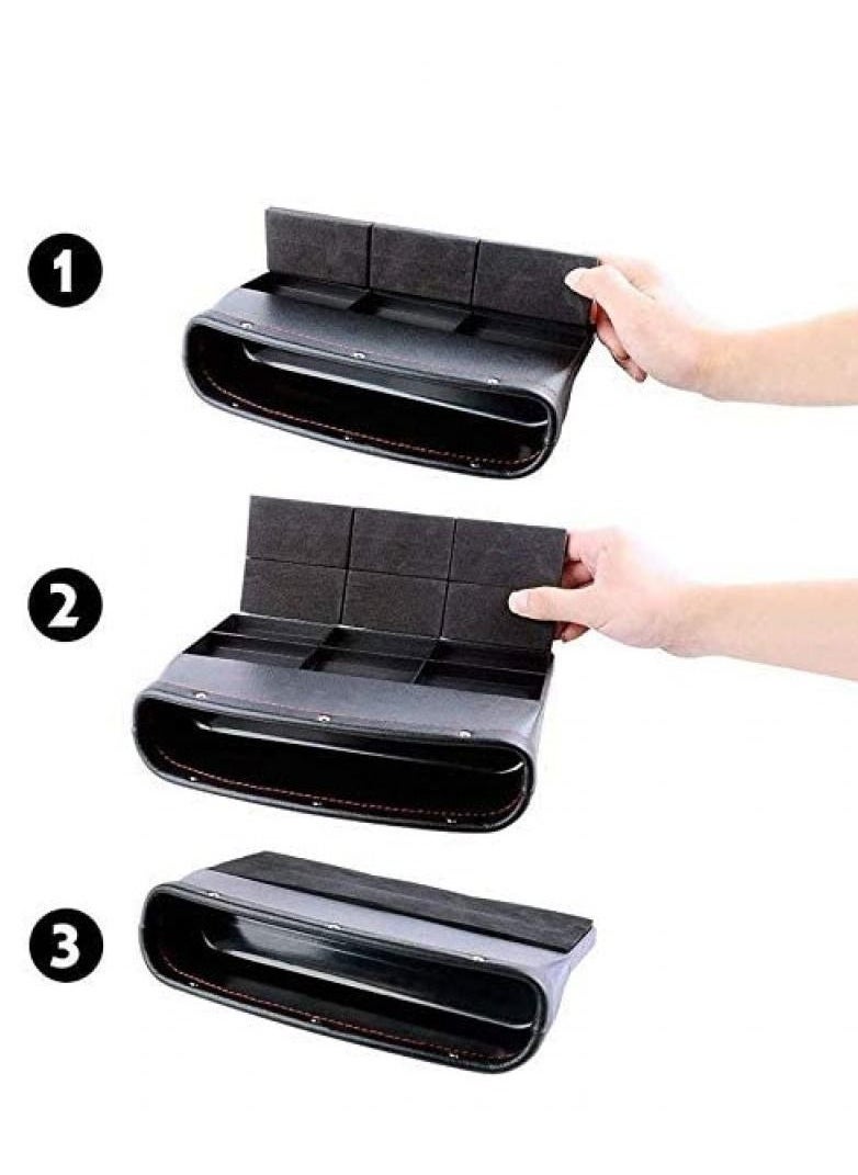 اليسا 2 قطعة جيوب مقعد السيارة بولي Leather الجلود سيارة وحدة التحكم الجانب المنظم تخزين مقعد الفجوة الحشو  - Image 4
