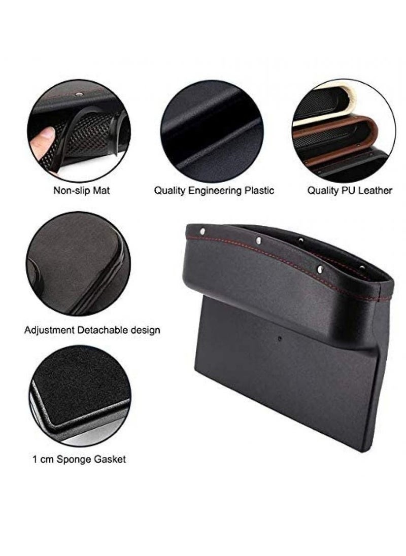 اليسا 2 قطعة جيوب مقعد السيارة بولي Leather الجلود سيارة وحدة التحكم الجانب المنظم تخزين مقعد الفجوة الحشو  - Image 3