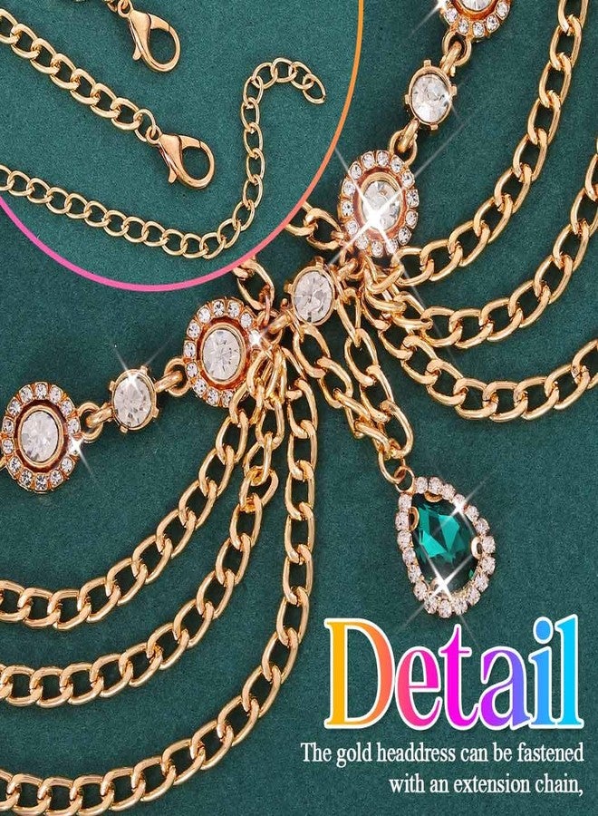 Unsutuo Gold Head Chain Boho Head Chain Jewelry Rhinestone Headband for Women and Girls(Gold, One size) - Image 5