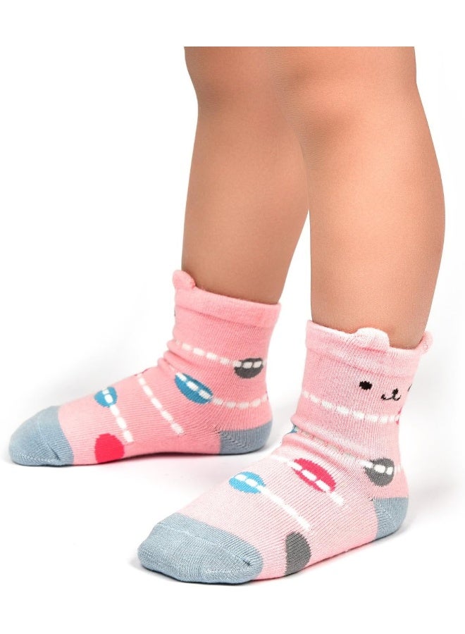 Cottock 12 Pairs Toddler Girl Grip Crew Socks, Non Skid Cotton Anti Slip Socks for Kids Girls (12 Pairs, 1-3 Years) - Image 4