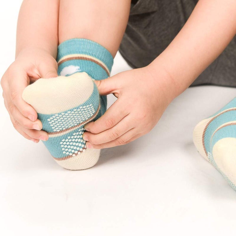 Cottock 12 Pairs Toddler Girl Grip Crew Socks, Non Skid Cotton Anti Slip Socks for Kids Girls (12 Pairs, 1-3 Years) - Image 2
