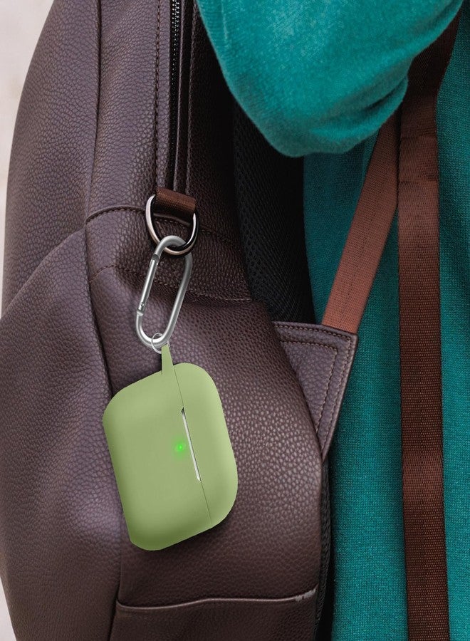 Woyinger for Airpods 4th Case Cover, Come with Cleaner Kit,Soft Skin Silicone Case Cover with Keychain, Front LED Visibl, Full Protective Case，Compatible with AirPods 4th(Matcha Green) - Image 4