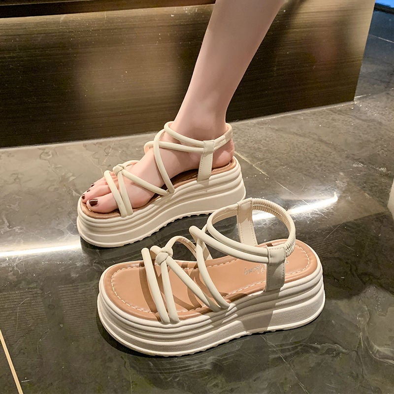 Wedge Heeled Sandals For Summer Style Explosive Cyber Celebrous Platform Thick Bottom Lightweight Non-Slip Student Fairy - Image 3