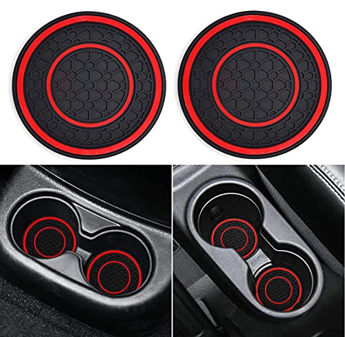 Auprite Car Cup Holder Coasters, 2 Pack Universal Auto Anti Slip Cup Holder Insert Coaster, Car Interior Accessories (Red) - Image 1