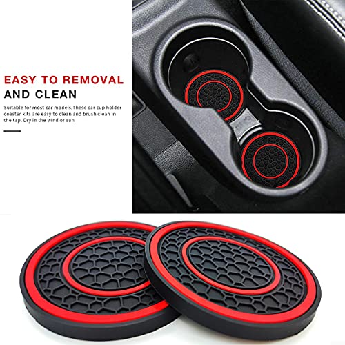 Auprite Car Cup Holder Coasters, 2 Pack Universal Auto Anti Slip Cup Holder Insert Coaster, Car Interior Accessories (Red) - Image 5