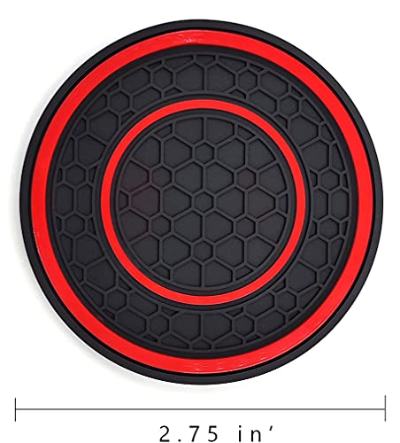 Auprite Car Cup Holder Coasters, 2 Pack Universal Auto Anti Slip Cup Holder Insert Coaster, Car Interior Accessories (Red) - Image 2