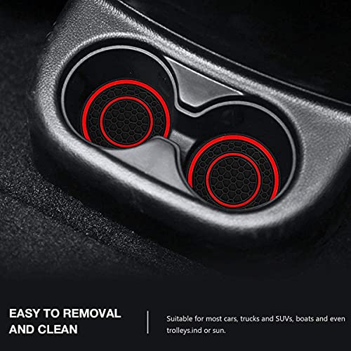 Auprite Car Cup Holder Coasters, 2 Pack Universal Auto Anti Slip Cup Holder Insert Coaster, Car Interior Accessories (Red) - Image 4