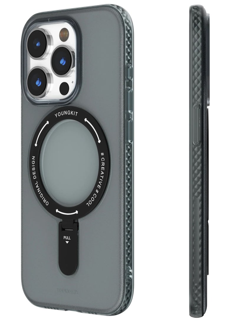 YOUNG KIT YOUNG KIT Rock Frosted MagSafe Stand iPhone 15 Pro Max Case - Rock Series Multiple colors  - Image 3