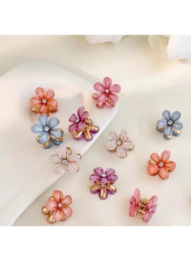 BAOER 10PC Double Side Crystal Flower Hair Claw Rhinestones Alloy Hair Clamp for Girls Sweet Summer Side Clip Hair Styling Accessories - Image 1