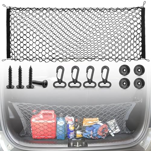 RED WOLF Envelope Style Cargo Net for 2006-2022 Ford Focus Escape Explorer Expedition Ranger Trunk Bed Grocery Net Elastic Mesh Organizer SUV Rear Tailgate Netting 43.3" x 15.7" - Image 1