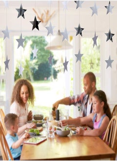 Excefore Star Paper Garland 8Pcs 4m Long Banner Backdrop Party Decorations Reflective Star Paper Garland Sparkling Star Bunting Banner Decorations for Wedding Birthday Party Holiday Banner Backdrop  - Image 2