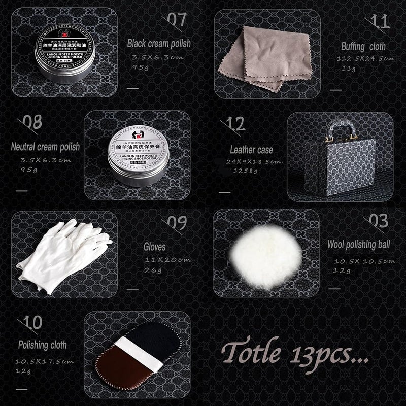 KASTWAVE Shoe Shine Kit, Shoe Care Kit, Premium Shoe Polish Set for Men & Women, with Soft brush for Long Use - Image 3