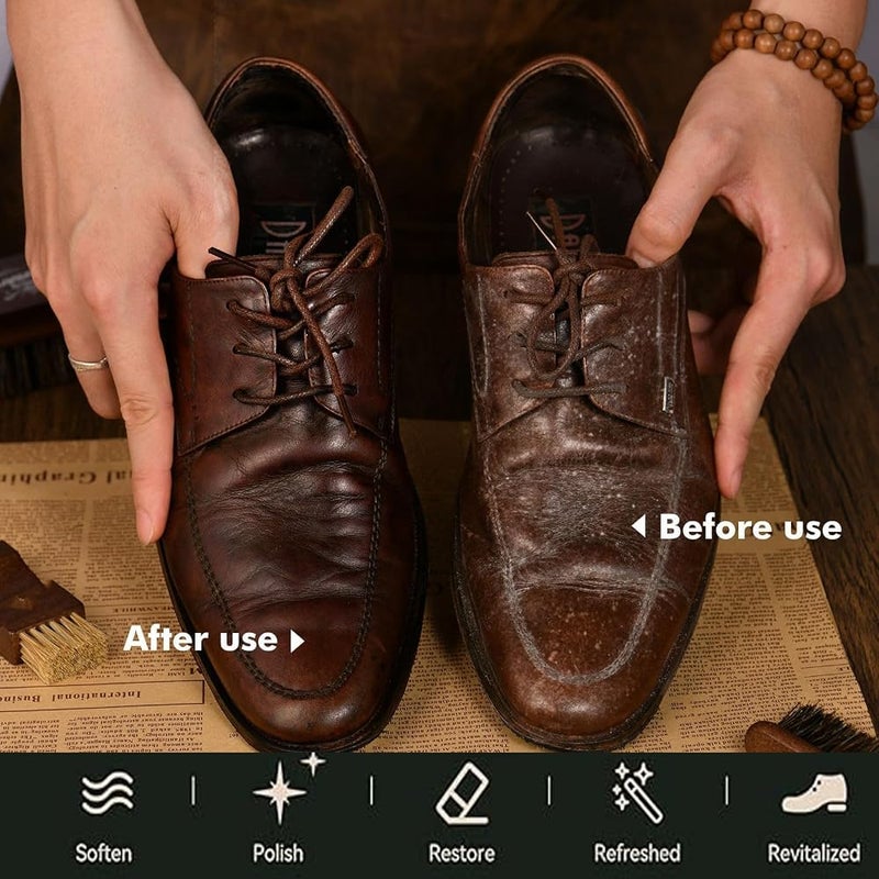 KASTWAVE Shoe Shine Kit, Shoe Care Kit, Premium Shoe Polish Set for Men & Women, with Soft brush for Long Use - Image 4
