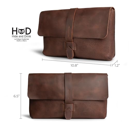 Hide & Drink, Female Clutch Bag, Vintage Handbag, Accessory Organizer, Phone Bag, Night Case, Full Grain Leather, Handmade, Bourbon Brown - Image 4