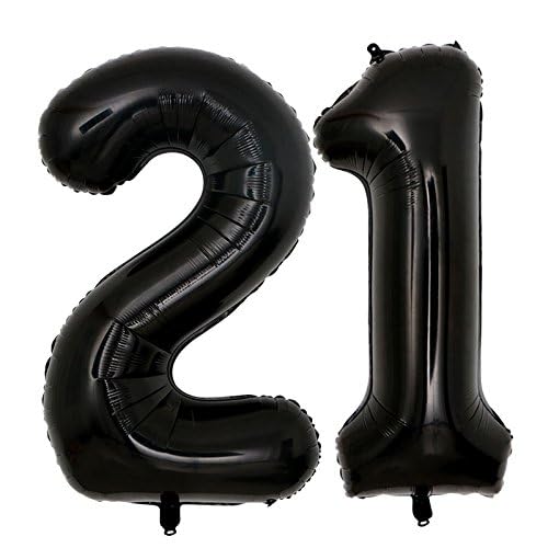 SCORPIO 40inch Jumbo Black 21 number balloons for 21st Birthday Decorations helium balloons party supplies use them as Props for Photos (Black 21) - Image 2