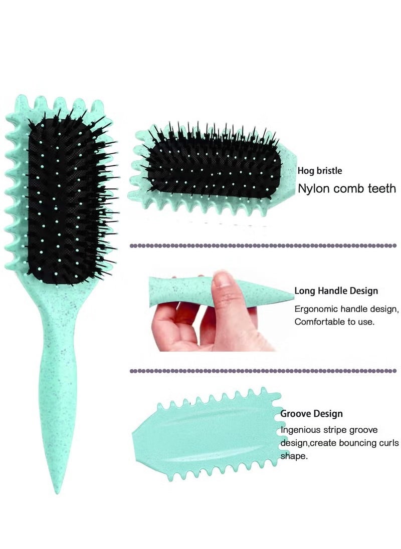 2024 Newest Bounce Curl Brush,Bounce Curl Defining Brush,Curl Defining Brush,Hair Brush Styling Brush,Shaping and Defining Curls for Women Girls (Color : Green)