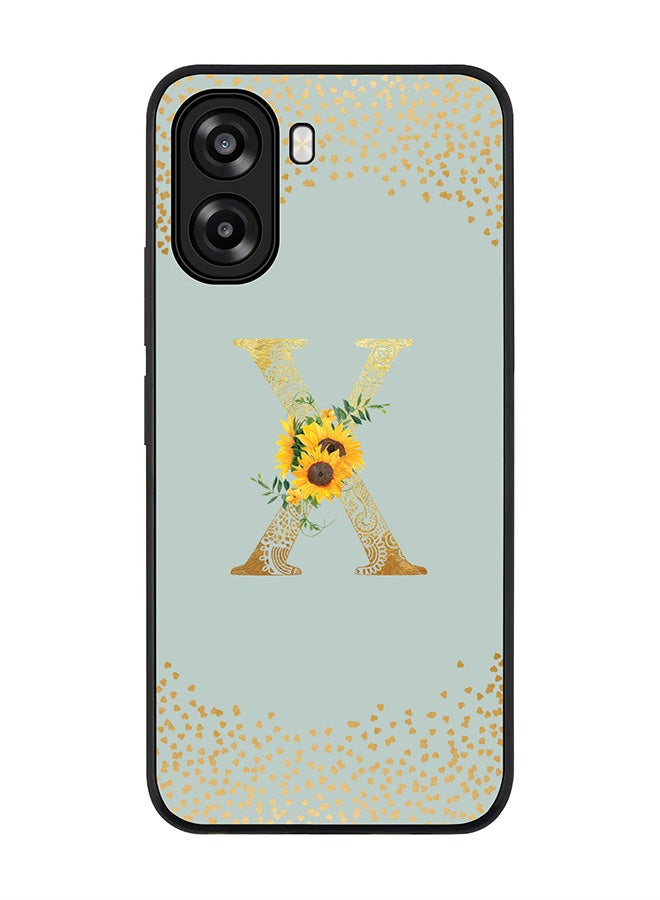 Stylizedd For Oppo A6t 5G / A6t 4G Case,Slim fit Camera Protection, Shockproof Thin Phone cover  - Custom Floral Monogram - X  (Light Grey ) - Image 1